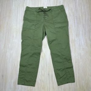 Olive Green Lace-Up Women's Pants